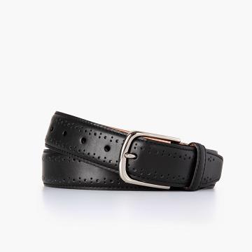 Men's Thursday Brogue Leather Belts Black | CA292UZG