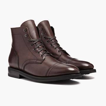 Men's Thursday Captain Leather Suede Lace Up Boots Coffee | CA84UZG