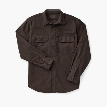 Men's Thursday Field Flannel Cotton Shirts Coffee | CA284GSO