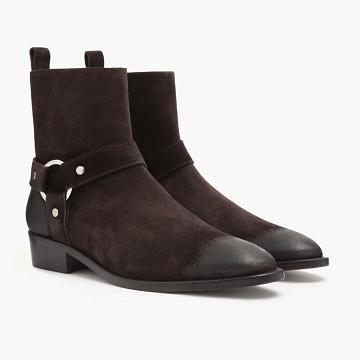 Men's Thursday Harness Suede Chelsea Boots Burgundy | CA30OKI