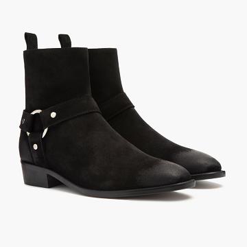 Men's Thursday Harness Suede Chelsea Boots Black | CA31ILH