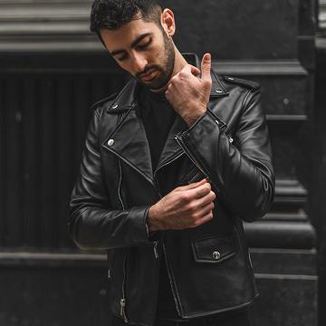 Men's Thursday Motorcycle Leather Jackets Black | CA267YXF