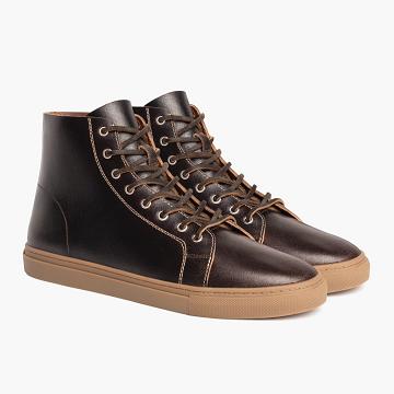 Men's Thursday Premier High Tops Leather Sneakers Burgundy | CA217RVD