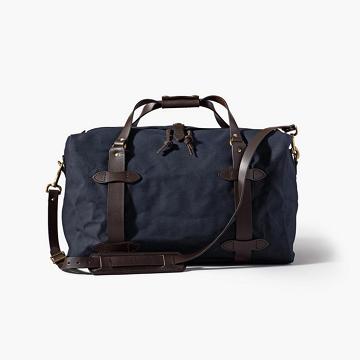 Men's Thursday Rugged Twill Duffle Leather Bags Navy | CA290OKI