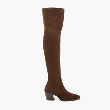 Women's Thursday Boots Tempest Suede High Heels Brown | CA418AHK
